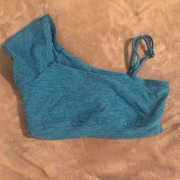 Bombshell Sportswear Tops - Bombshell Sportswear Blue One-Shoulder Sports Bra